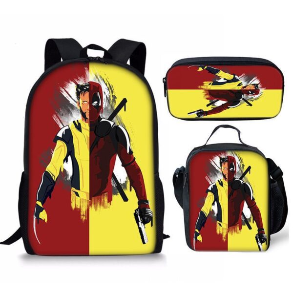 18 Inch Deadpool Backpack School Bag+Lunch Bag+Pencil Bag - Image 8